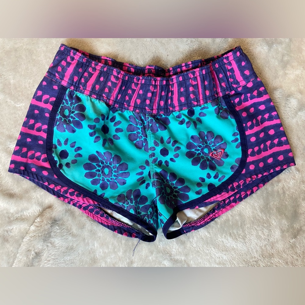 Roxy Women's Floral Print Shorts - Blue and Pink